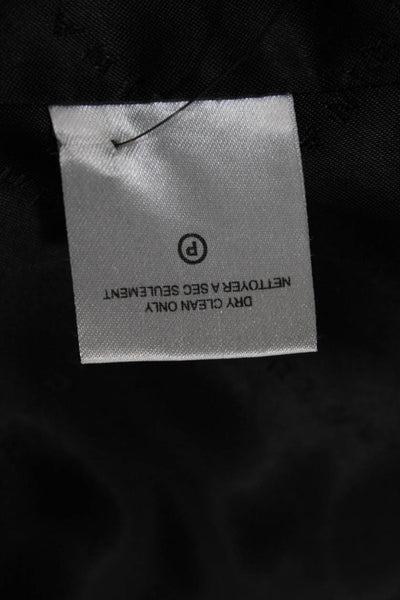 Trina Turk Womens Motorcycle Jacket Black Zip Collared Wool Long Sleeve Size 6