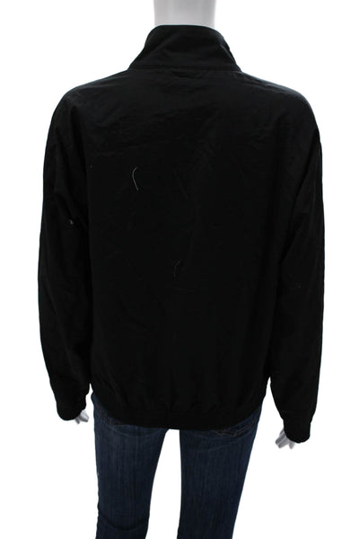Champion Womens Windbreaker Jacket Black High Neck Zip Long Sleeve Size L