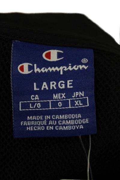 Champion Womens Windbreaker Jacket Black High Neck Zip Long Sleeve Size L