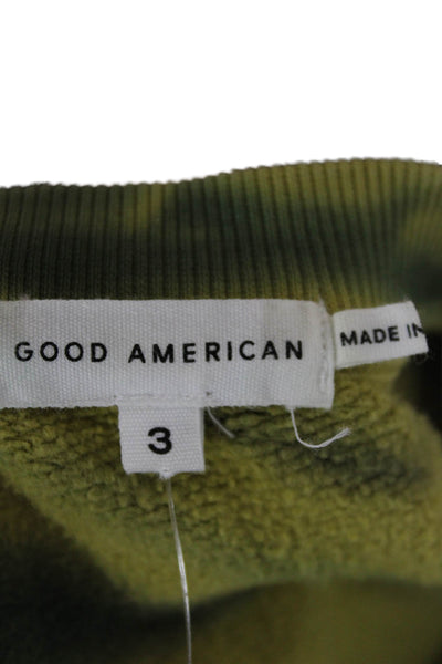 Good American Womens Army Green Pullover Sweatshirt Cotton Size 3