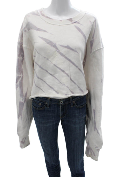 Good American Women Pullover Sweatshirt White Cotton Longsleeve Grunge Size 7
