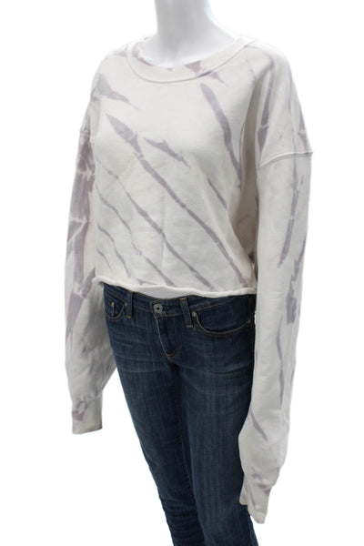 Good American Women Pullover Sweatshirt White Cotton Longsleeve Grunge Size 7