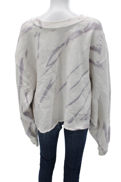 Good American Women Pullover Sweatshirt White Cotton Longsleeve Grunge Size 7
