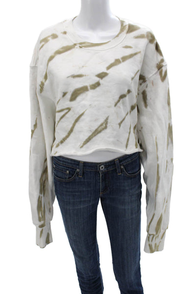 Good American Womens Pullover Sweatshirts White Cotton Crew Long Sleeve Size 4
