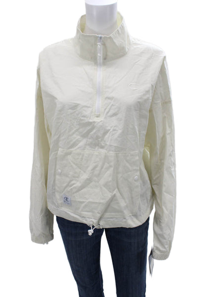 Champion Womens Anorak Windbreaker Jacket White Cotton 90s Size L