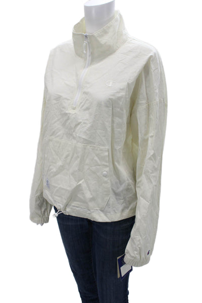 Champion Womens Anorak Windbreaker Jacket White Cotton 90s Size L