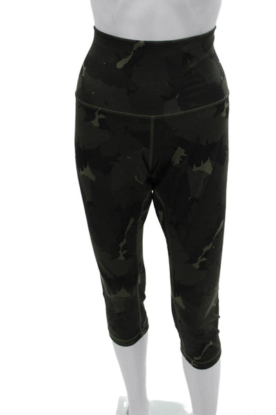 Lululemon Women Black Camouflage Capri Cropped Leggings Nylon Size L