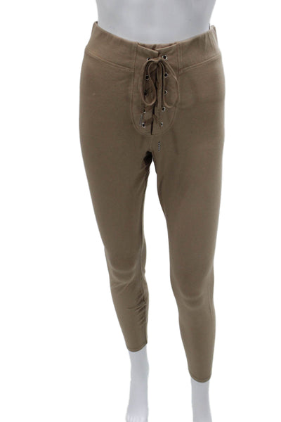 Good American Women Ankle Leggings Beige Cotton Elastane Size 2