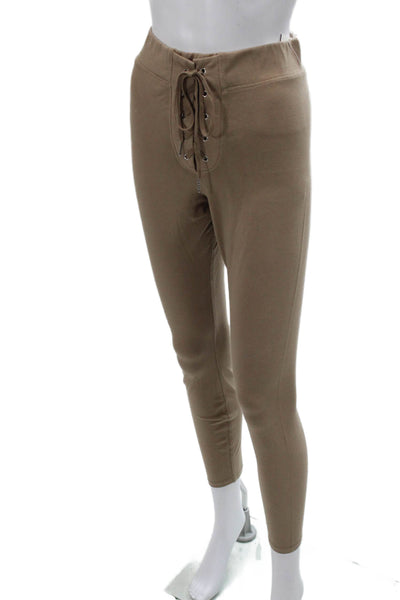 Good American Women Ankle Leggings Beige Cotton Elastane Size 2
