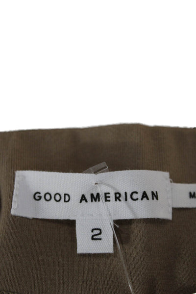 Good American Women Ankle Leggings Beige Cotton Elastane Size 2