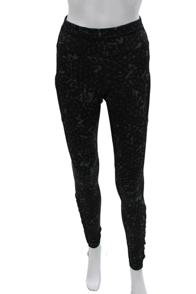 Lululemon Women Ankle Leggings Black Geometric Nylon Zip Size 8