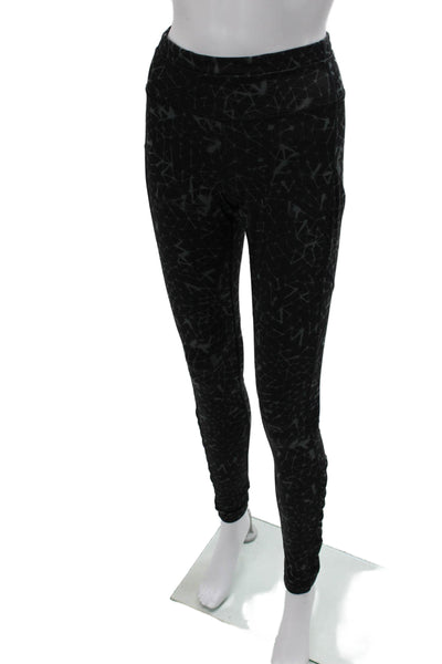 Lululemon Women Ankle Leggings Black Geometric Nylon Zip Size 8