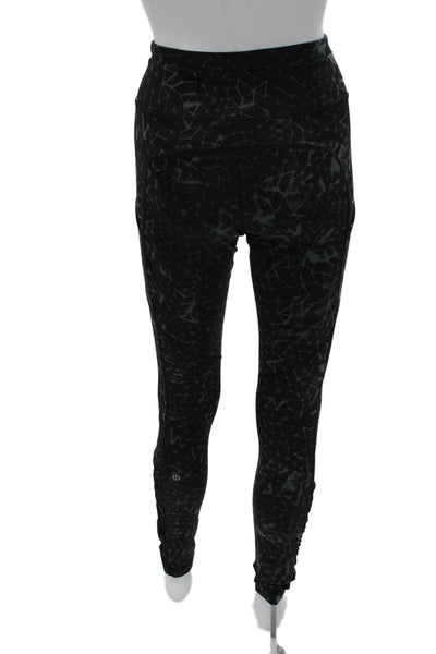 Lululemon Women Ankle Leggings Black Geometric Nylon Zip Size 8