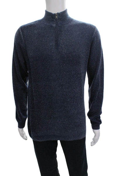 Autumn Cashmere Mens Dark Blue Mock Neck Zip Pullover Sweater Size M