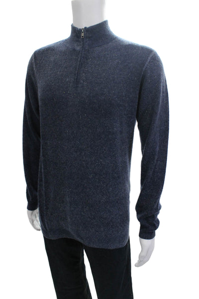 Autumn Cashmere Mens Dark Blue Mock Neck Zip Pullover Sweater Size M