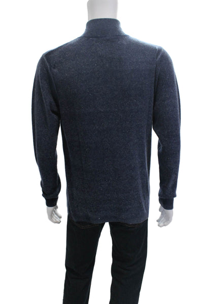 Autumn Cashmere Mens Dark Blue Mock Neck Zip Pullover Sweater Size M