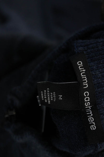 Autumn Cashmere Mens Dark Blue Mock Neck Zip Pullover Sweater Size M