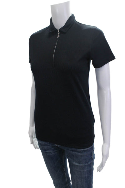 Daily Sports Women Basic Collared Polo Short Sleeve Black Polyester Size XS
