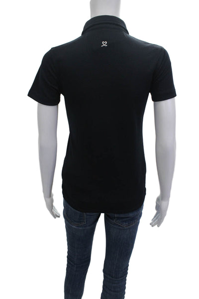 Daily Sports Women Basic Collared Polo Short Sleeve Black Polyester Size XS