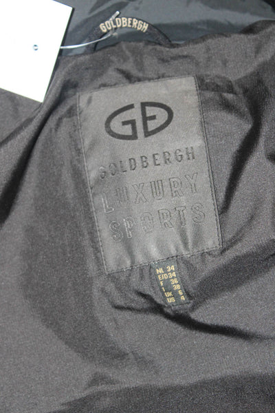 Goldbergh Womens Quilted Puffer Jacket Gray High Neck Zip Stars Size 4