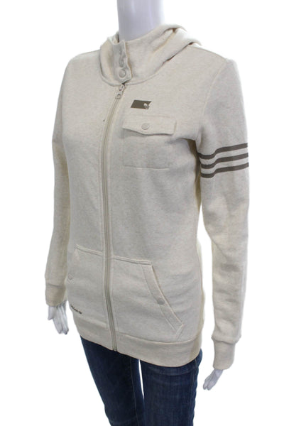 Adidas Womens Full Zip Hoodie Beige High Neck Long Sleeve Size S