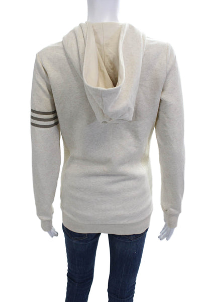 Adidas Womens Full Zip Hoodie Beige High Neck Long Sleeve Size S