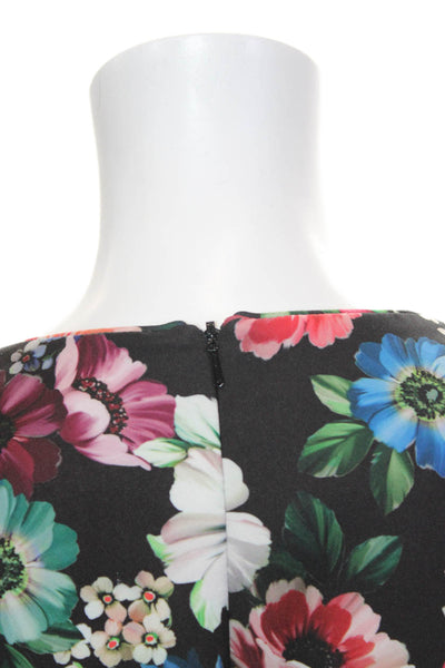 Black Halo Womens Black Floral Bodycon Mini Dress Long Sleeve Size 4