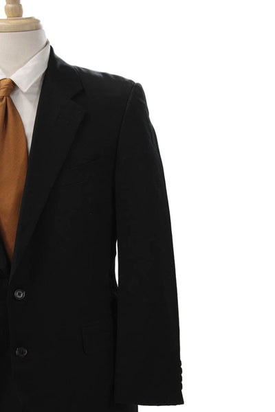 Hickey Freeman Mens Black Classic Collared Button Blazer Long Sleeve Size 38