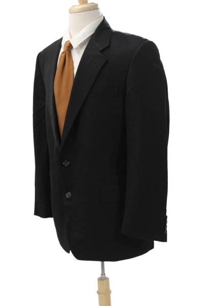 Hickey Freeman Mens Black Classic Collared Button Blazer Long Sleeve Size 38