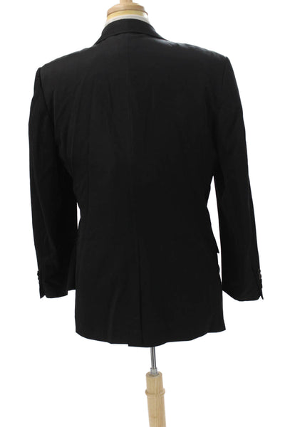 Hickey Freeman Mens Black Classic Collared Button Blazer Long Sleeve Size 38