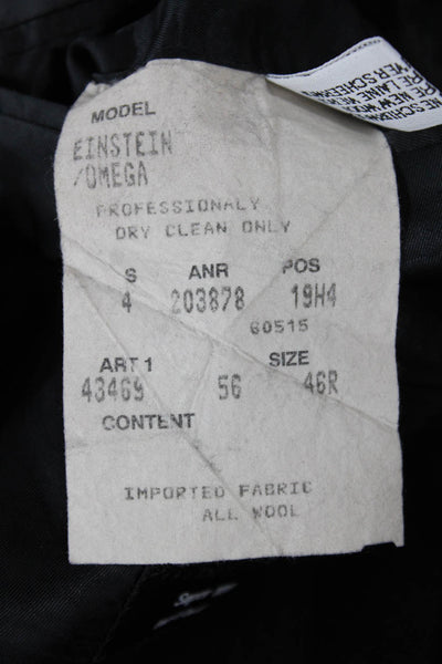 Hugo Boss Mens Black Wool Suit Jacket Collared Button Solid Fall Size 56