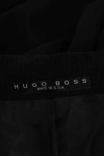 Hugo Boss Mens Black Wool Suit Jacket Collared Button Solid Fall Size 56