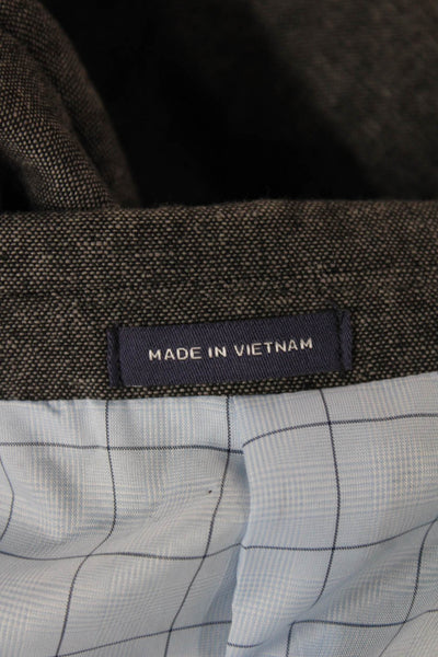Stafford Mens Sport Coat Gray Linen Cotton Collared Button Long Sleeve Size 44