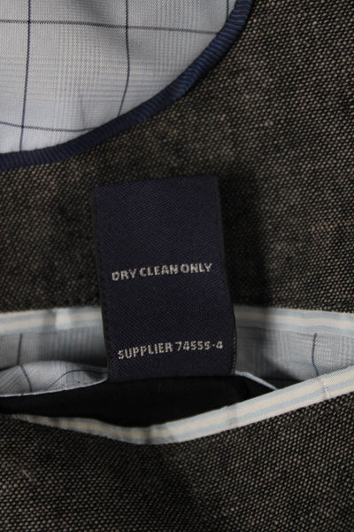 Stafford Mens Sport Coat Gray Linen Cotton Collared Button Long Sleeve Size 44