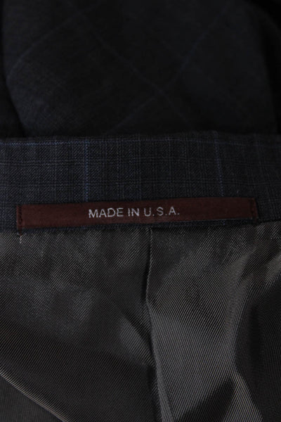 Hickey Freeman for Nordstrom Mens Dark Gray Check Linen Suit Jacket Size 40