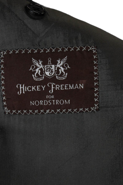 Hickey Freeman for Nordstrom Mens Dark Gray Check Linen Suit Jacket Size 40