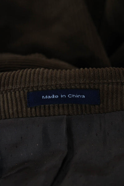 Roundtree & Yorke Mens Classic Brown Cotton Sport Coat Collared Button Size 42