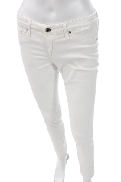 AG Women Designer White Mid Rise Skinny Jeans Size 26