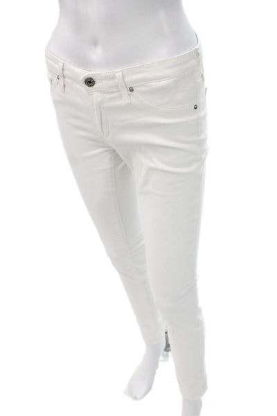 AG Women Designer White Mid Rise Skinny Jeans Size 26