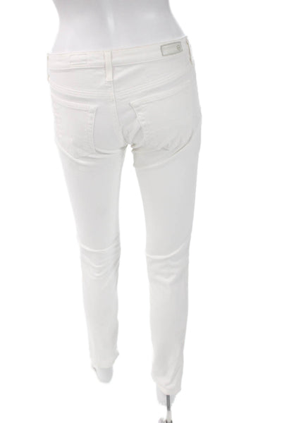 AG Women Designer White Mid Rise Skinny Jeans Size 26