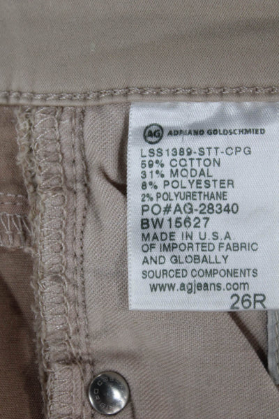 AG Womens Ankle Jeggings Beige Button Solid Designer Size 26