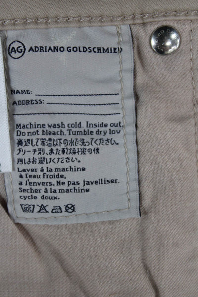 AG Womens Ankle Jeggings Beige Button Solid Designer Size 26