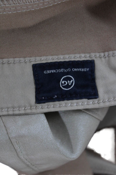 AG Womens Ankle Jeggings Beige Button Solid Designer Size 26