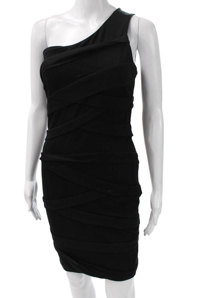 Cynthia Steffe Womens Black Bodycon Sheath Dress Silk Spandex Zip Size 2