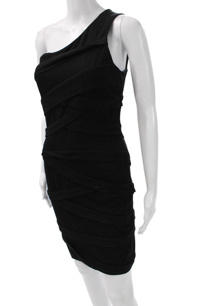 Cynthia Steffe Womens Black Bodycon Sheath Dress Silk Spandex Zip Size 2