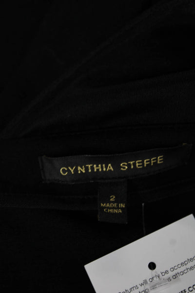 Cynthia Steffe Womens Black Bodycon Sheath Dress Silk Spandex Zip Size 2