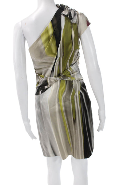 Elie Tahari Women Sheath Dress Beige Silk Sleeveless Zip Short Designer Size 2