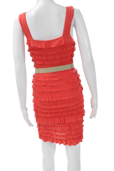 Ali Ro Womens Bodycon Tank Dress Orange Square Neck Buckle Sleeveless Size 2
