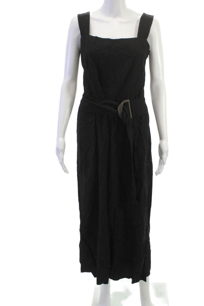 Vince Womens Black Square Neck Sleeveless Cotton Blend Jumpsuit Size 8