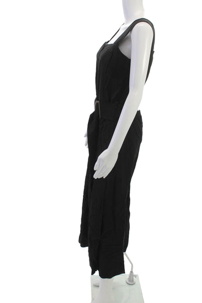 Vince Womens Black Square Neck Sleeveless Cotton Blend Jumpsuit Size 8